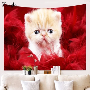 

Zeegle Cat Pattern Tapestry Animal Printed Wall Hanging Mural Gobelin Living Room Child Baby Bedroom Decor Tapestry