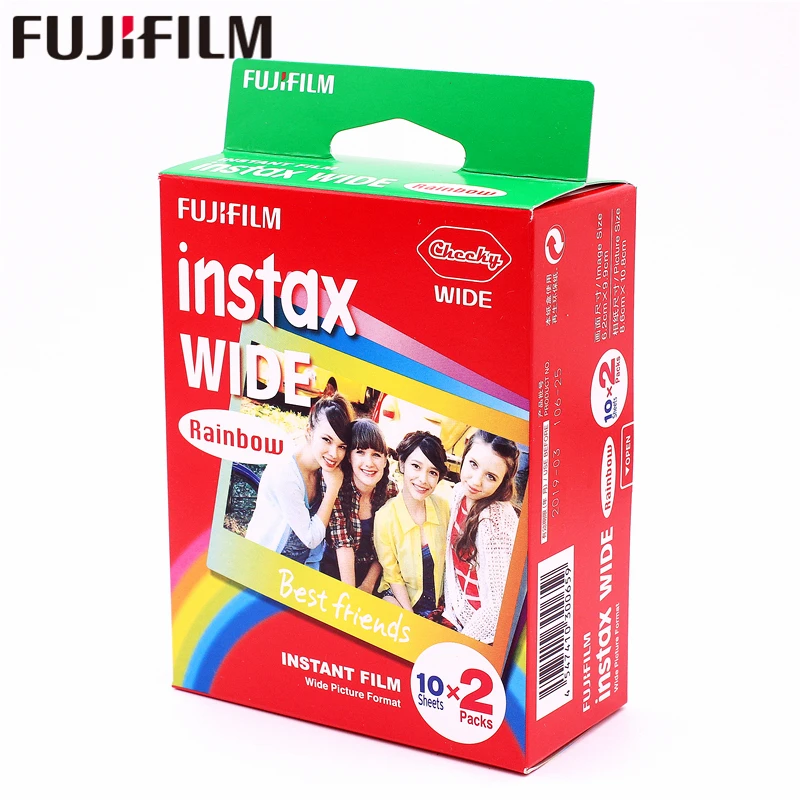 Подлинная 40 листов Fujifilm Instax Wide цвета радуги пленка для Fuji Instant фотобумага Камера 300/200/210/100/500AF