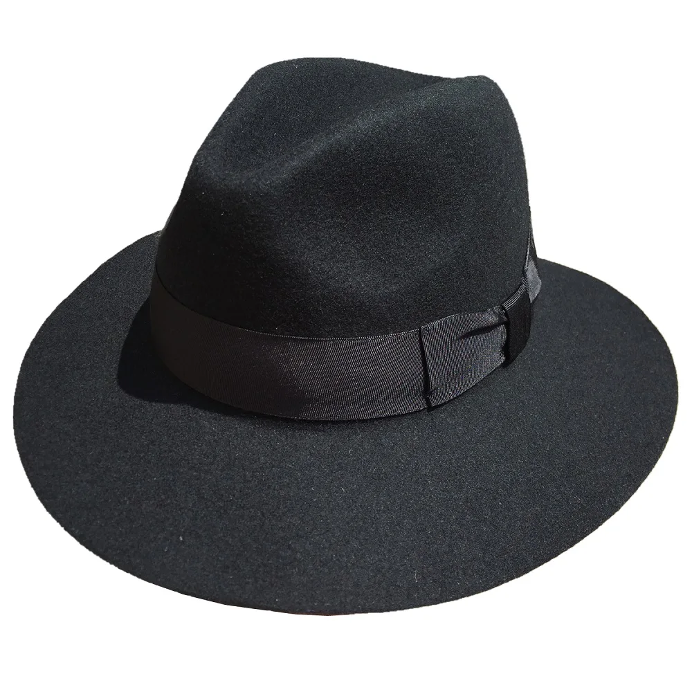 mens black felt fedora hat