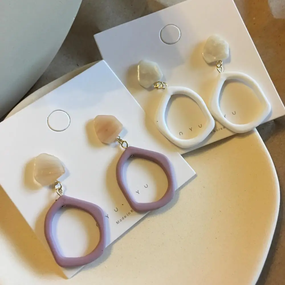 

Bijoux Irregular Geometric Acrylic Acetic Acid Drop Earrings For Women Girl Personality Pendant Dangle Earrings Mujer Moda 2019