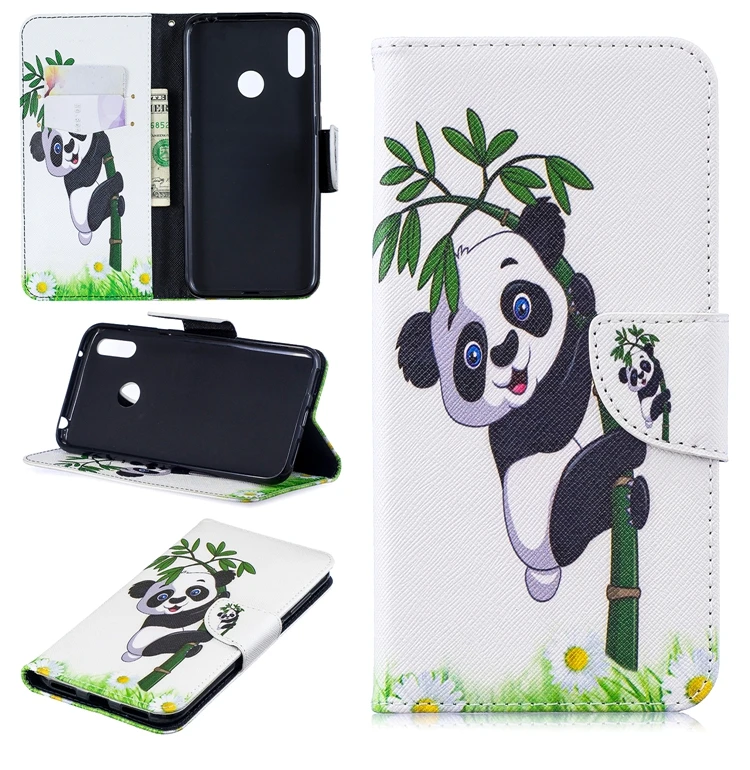 Чехол для телефона Etui для Coque huawei Y7 Чехол класса люкс с рисунком панды кожаный чехол-бумажник с откидной крышкой для Huwawei Y7 Capinha huawei
