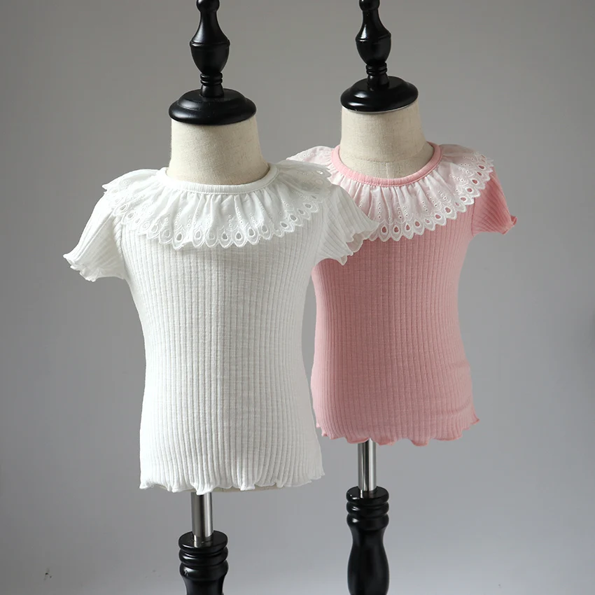 Baby Top 2019 Summer New Girls Pink Foundation Tops Children Short Sleeve T-Shirt tees