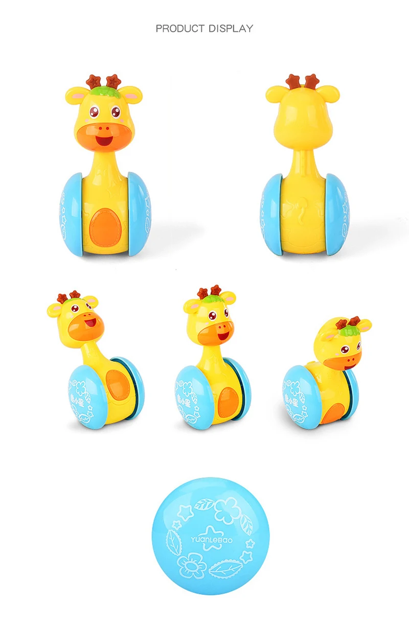 Baby Rattles Sliding Tumbler Doll Cute Pet Image Sweet Bell Music Roly-poly Puzzle Early Education Baby Toys Gift T0725 (3)