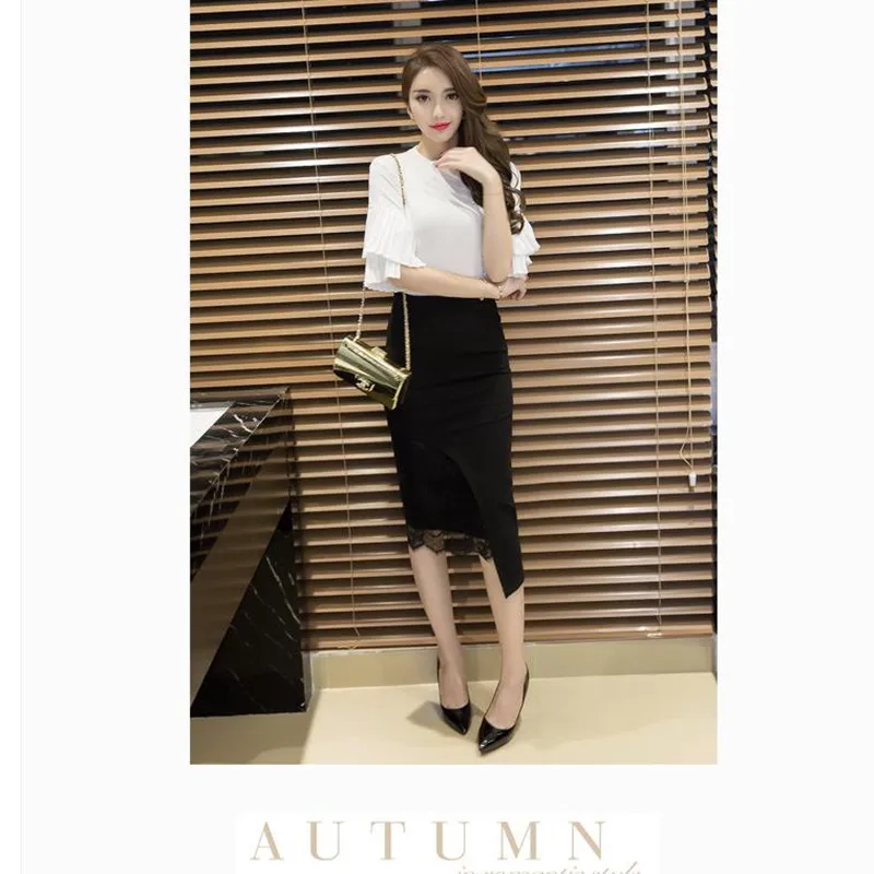 2019 New Sexy bag Hip Curved Skirt lace Professional Skirt Female Stitching High Waist Stretch Skirt S-5XL (8)