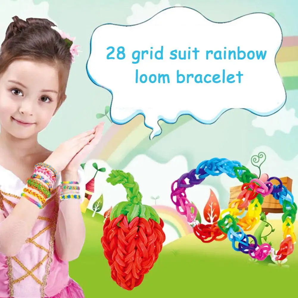 Creative DIY Toy Rainbow Rubber Band Twisting Loom Set Rubber Weaving Machine Band 28 Set Friendship 5