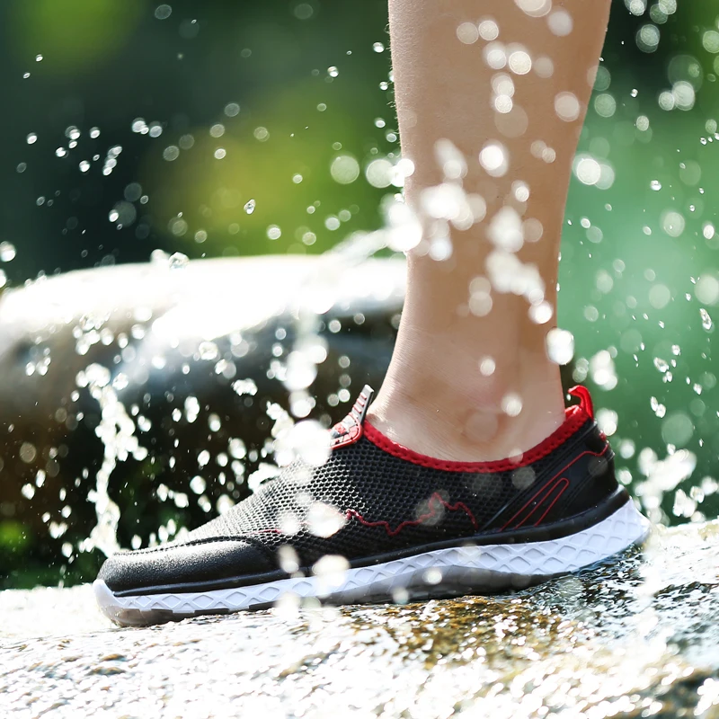 JUNSRM/Летняя легкая дышащая Уличная обувь для мужчин и женщин; сетчатая пляжная быстросохнущая водонепроницаемая обувь для рыбалки
