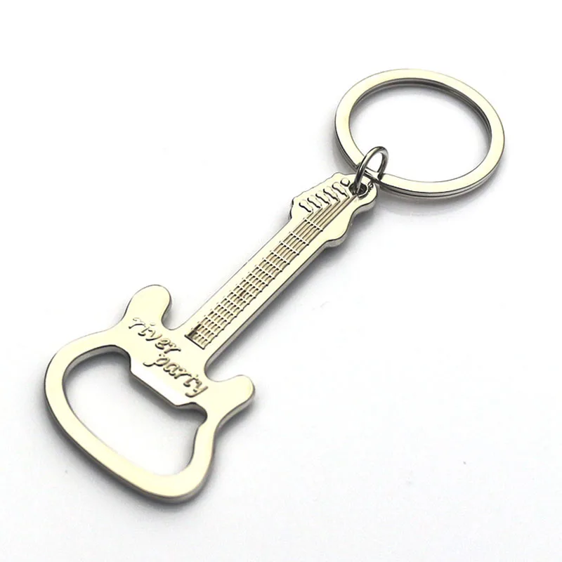 

Creative Music Guitar Bottle Opener Multi-function Keychain Metal Pendant Party Practical Key Chain Holder Gifts Keyring J1835