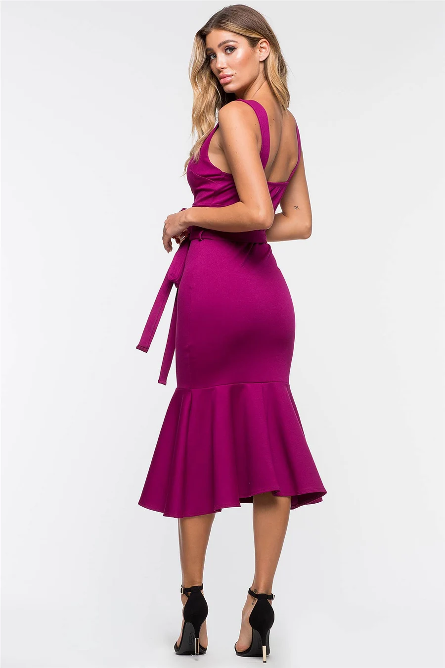 Gladiolus V-Neck Backless Sexy Summer Dress Women Red Belt Tunic Mermaid Bodycon Dress Evening Party Dresses Robe Femme Ete 2018 (14)
