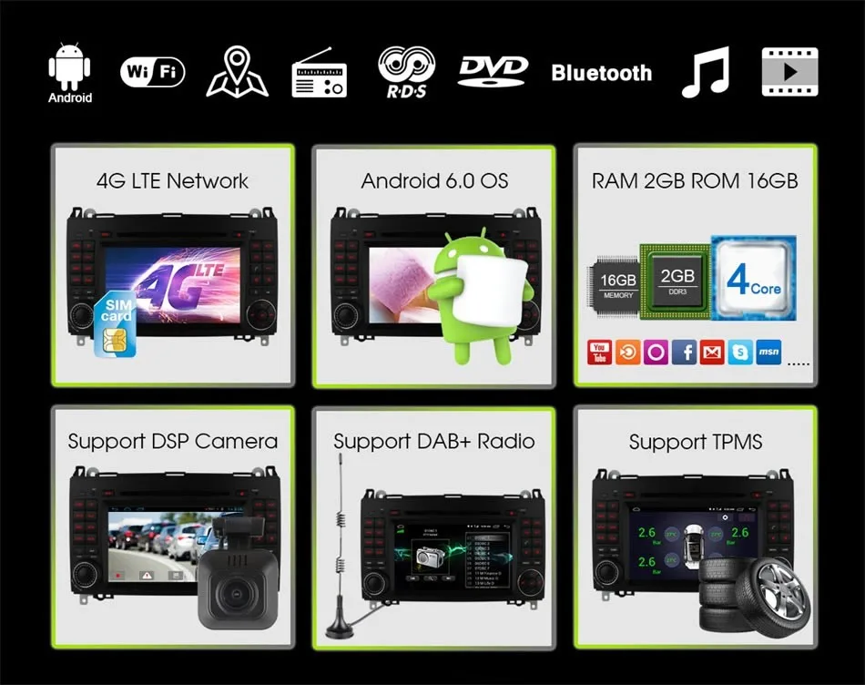 Top 4G WIFI Android 6 Car DVD Multimedia Player Radio GPS Glonass For Benz B200 B150 B170 A180 A160 W906 W209 W311 W315 W318 Vito 7 Top 4G WIFI Android 6 Car DVD Multimedia Player Radio GPS Glonass For Benz B200 B150 B170 A180 A160 W906 W209 W311 W315 W318 Vito 7