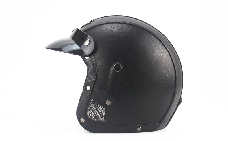 Шлем для взрослых с открытым лицом, полукожаный, мотоциклетный, rcycle, винтажный, rbike, moto cross capacete, чоппер, черный