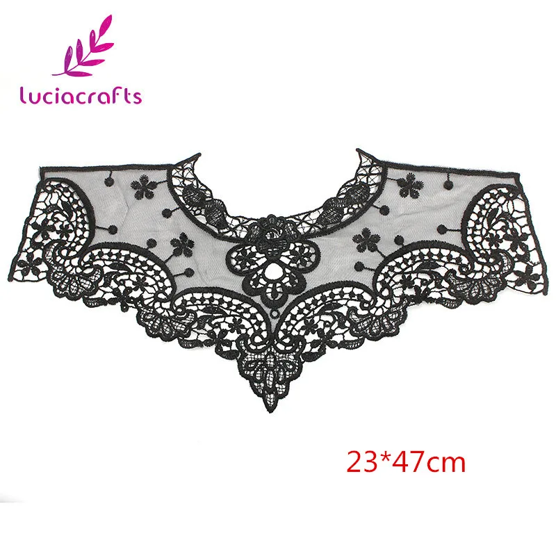 

SALE!1piece/lot Black Embroidered Lace Trim Patches DIY Collar Lace Fabrics for Patchwork Sewing Accessories 082007388