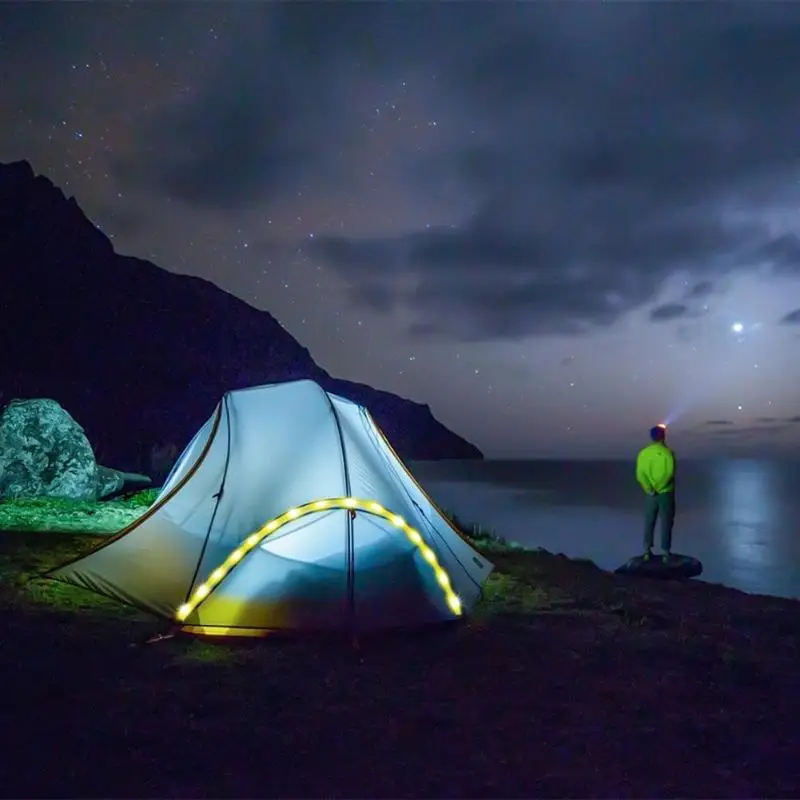 

Waterproof 6.2ft 18 LED Dimmable LED Strip Warm White Nylon+PC Rechargeable Outdoor Camping Light Folding Portable Tent Lamp