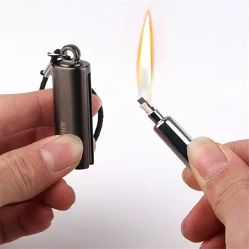 

Permanent Matches Striker No Fuel Outdoor Fire Starter Kerosene Oil Cigarette Lighter with Key Chain Gifts for Men
