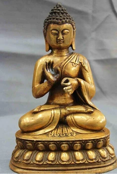 

free shipping Chinese Folk temple Copper Bronze Sakyamuni Tathagata Mahavairocan Buddha Statue