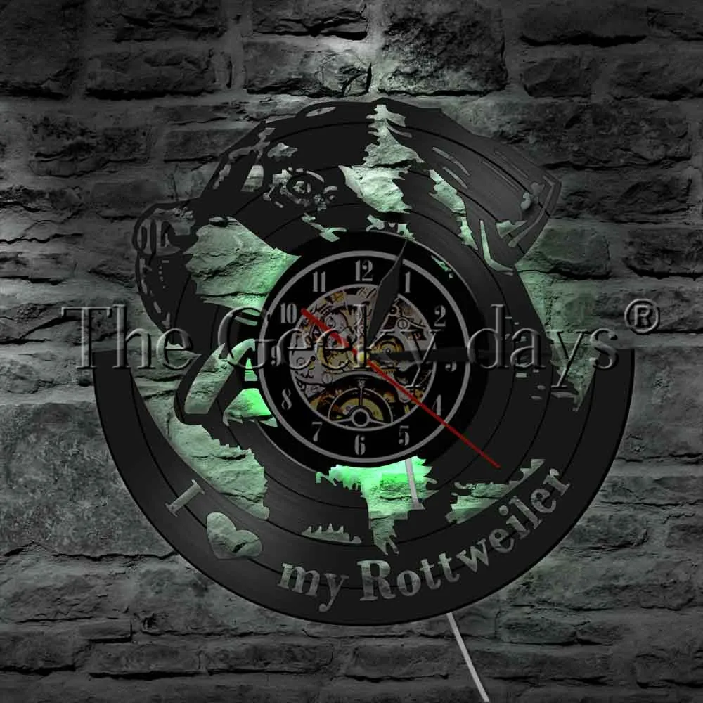 1Piece I Love My Rottweiler LED Light Vinyl Record Wall Clock Man's Best loyalty Dog Friend Home Decor Gift For Pet Hobby 1Piece I Love My Rottweiler LED Light Vinyl Record Wall Clock Man's Best loyalty Dog Friend Home Decor Gift For Pet Hobby