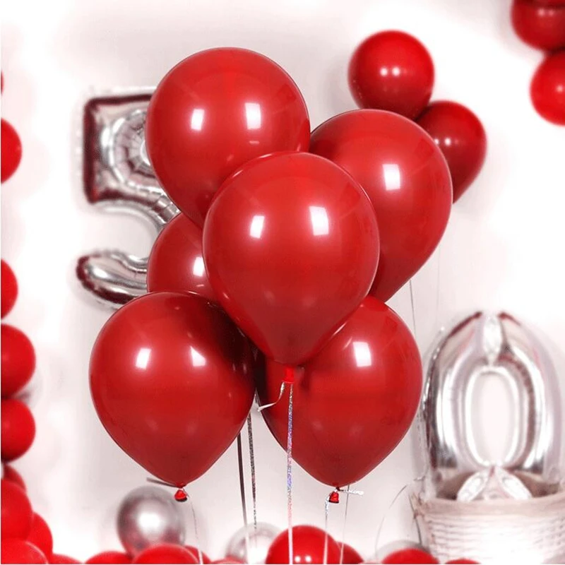 

10pcs 10inch Ruby Red Latex Balloons Night Sky Blue Smog Gray New Color Balloons Wedding Anniversary Party Decoration Supplies