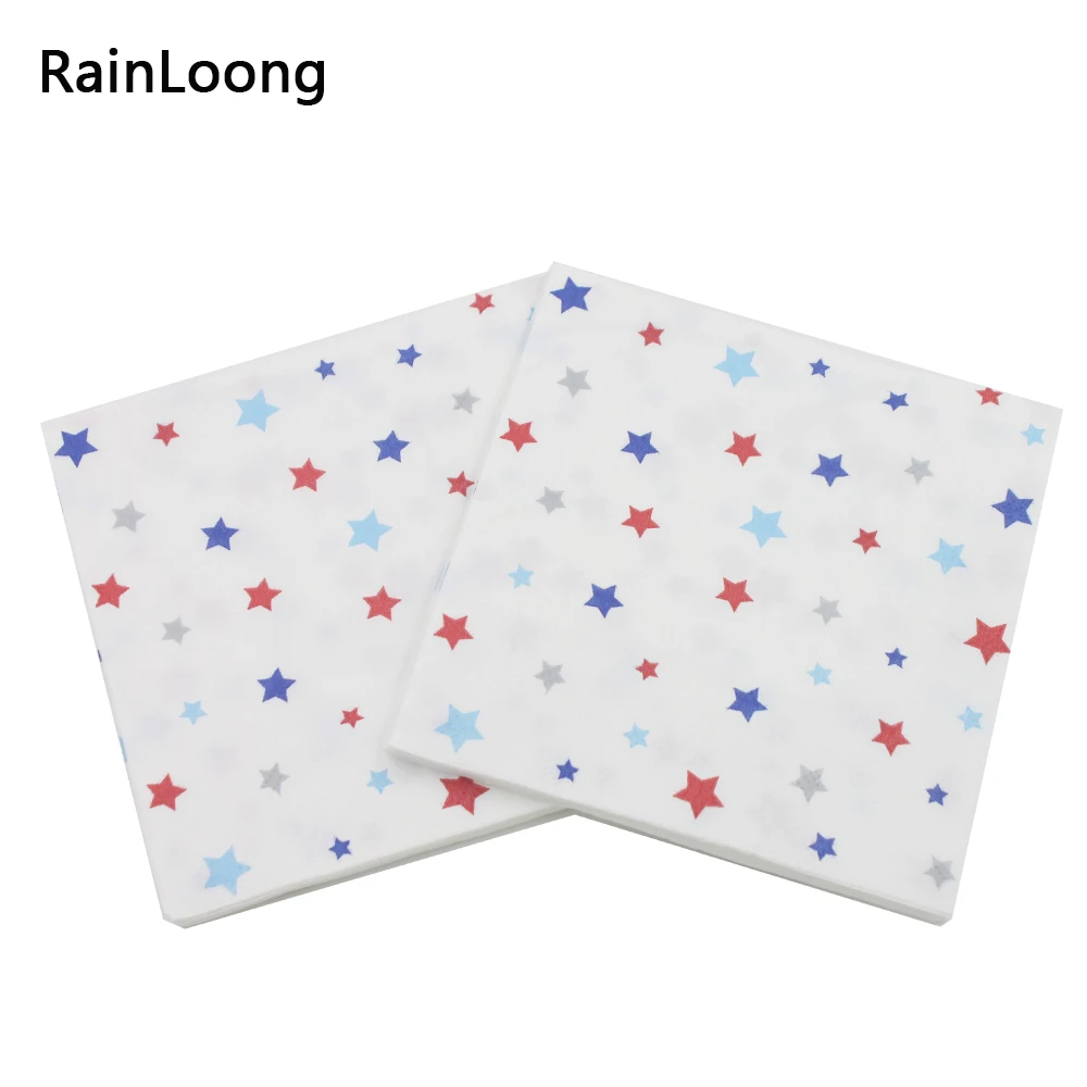 

[RainLoong] 3Plys Beverage Paper Napkin Five-pointed Star Festive & Party Supply Tissue Napkin Serviettes Decoupage 25cm*25cm