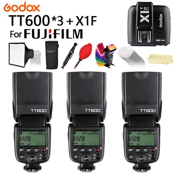 

3PCS Godox TT600 2.4G Wireless 1/8000s Camera flash Speedlite +15*17 Softbox + X1T-F Flash trigger Transmitter for Fujifilm FUJI