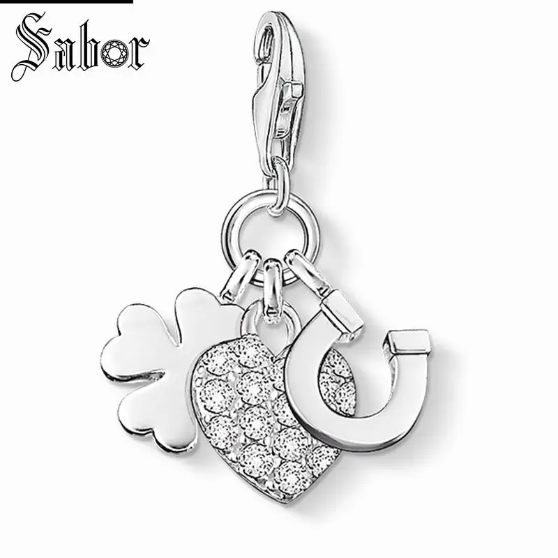 

thomas Lucky Charm Pendant,2019 Jewelry For Women Girls,womens Heart Horseshoe Gift 925 Sterling Silver Fit Bracelet charms