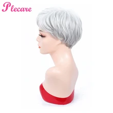 Plecare Pruiken, высокотемпературные серые волосы, парики, короткие прямые, серый, белый, серебристый, синтетический парик для женщин, парик для косплея