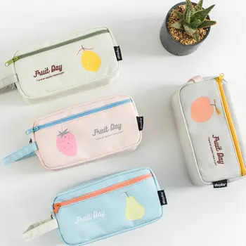 

Kawaii Canvas Pencil Case Cute Fruit Pen Bag School Supplies Stationery Organizer Pencilcase Estuche Lapices for Boys Girls