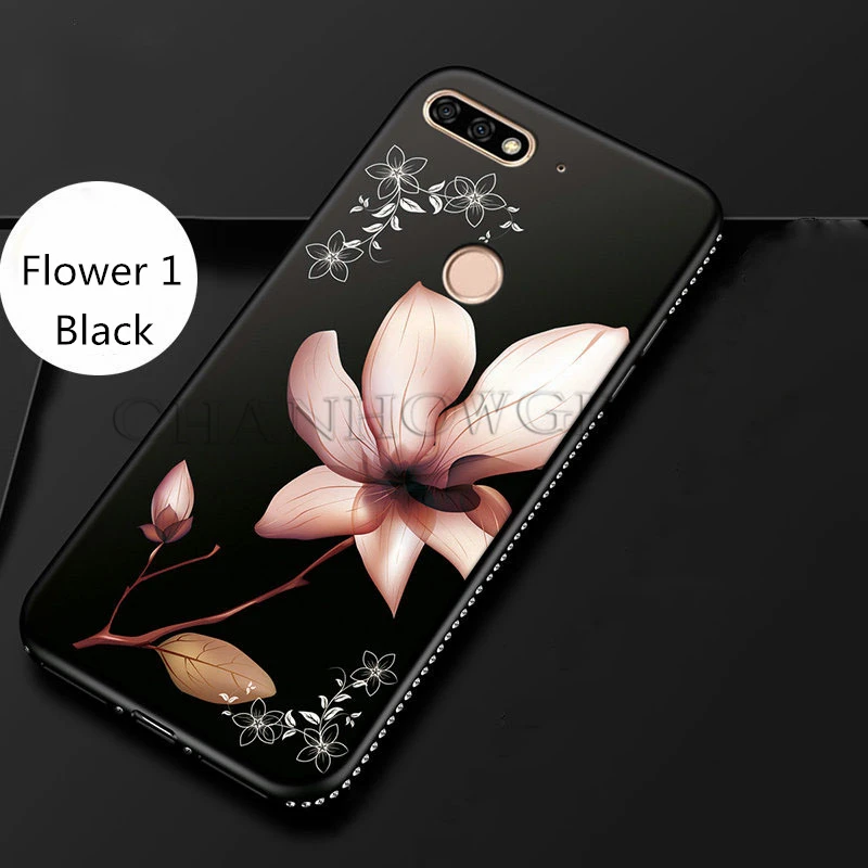 3D Рельефный цветочный мягкий чехол для Huawei Honor 7A DUA L22 Pro Блестящий Алмазный 7C AUM L41