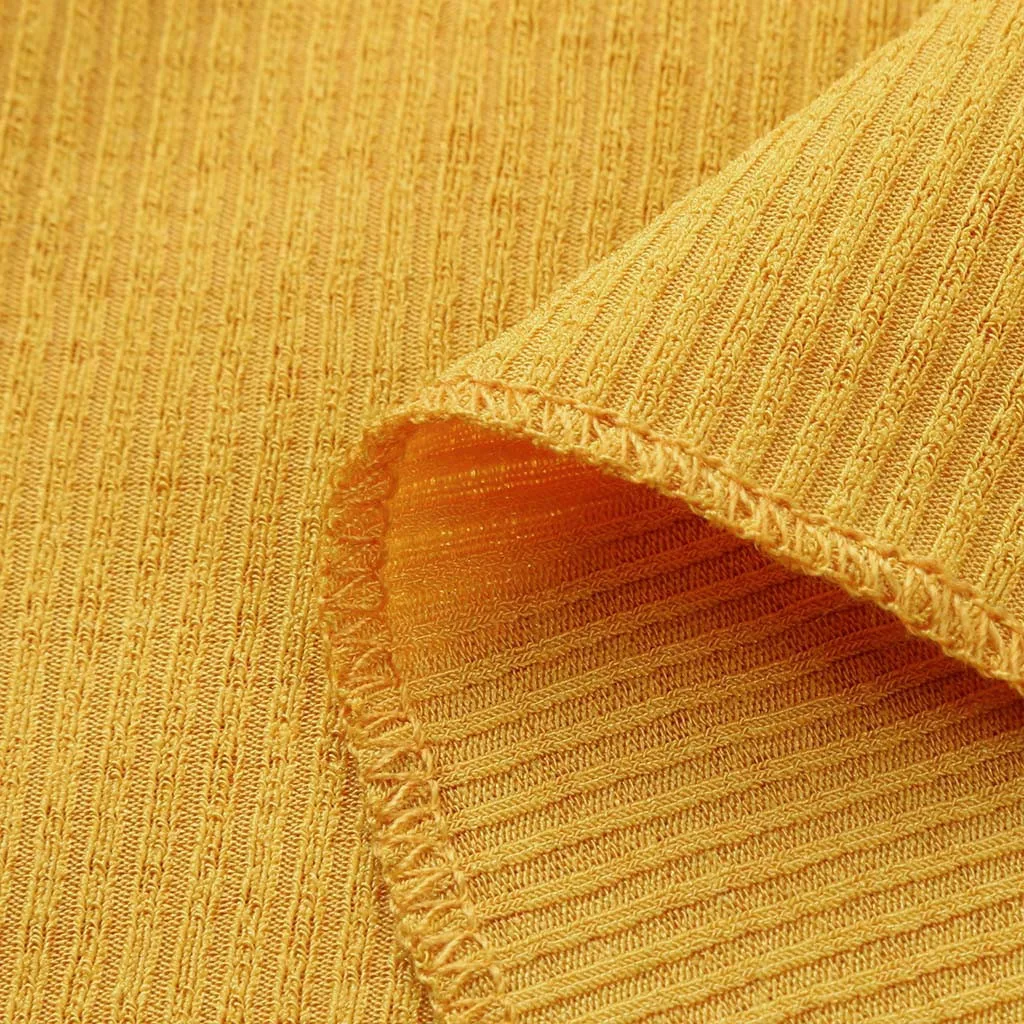 Feitong/однотонные связать укороченный топ Для женщин летние V образным вырезом Повседневная одежда женский желтого цвета без рукавов, футболка-безрукавка Топы Chemise Femme