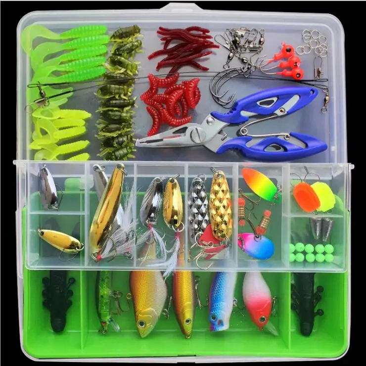 

Set of 101sets artificial lure baitslure multi-functional swimming gear fishing lure wholesale fishing tackle box freeshipping