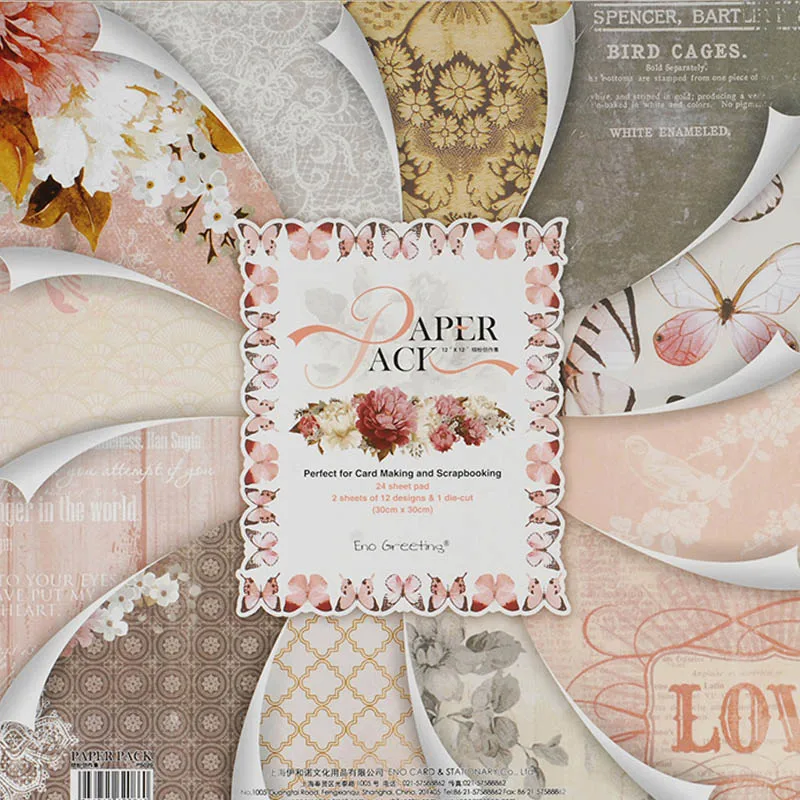 

WISHMETYOU Beautiful Printed Pattern Paper Scrapbooking Set Of 24 Sheets Handmade Background Diy Decor Photo Album Craft Paper