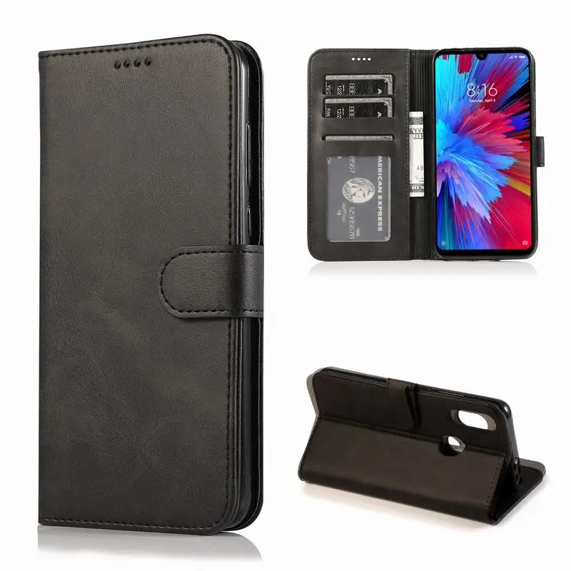 Чехол-кошелек для Xiao mi Red mi Note 7 5 6 Pro, чехол Xiaomi mi 9 SE 8 S2 A2 Lite Pocophone Poco F1 Y3 6X, чехол для мобильного телефона - Цвет: Black Case