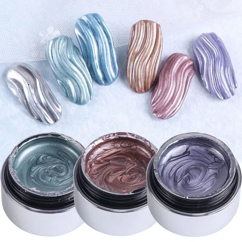 

6ml UV Nail Gel Polish Metallic Color Painting Varnishes Lacquers Gold Mirror Glitter Spider Drawing Manicure Decor Glue