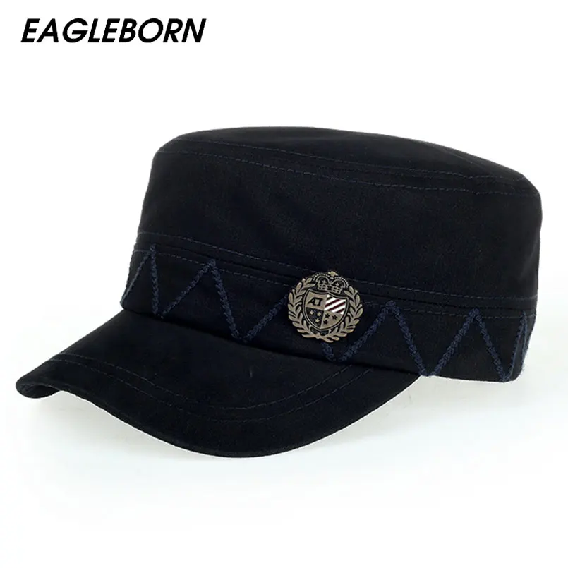 

[Eagleborn] 2019 Retro Cotton Men's Military Cap for Men Women Navy Sailor Captain Hat Dad Hat Brand New High Quality