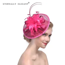 Стиль шляпа перо головной убор модная Пряжа вечерние шляпы британская шляпка для свадьбы 2402
