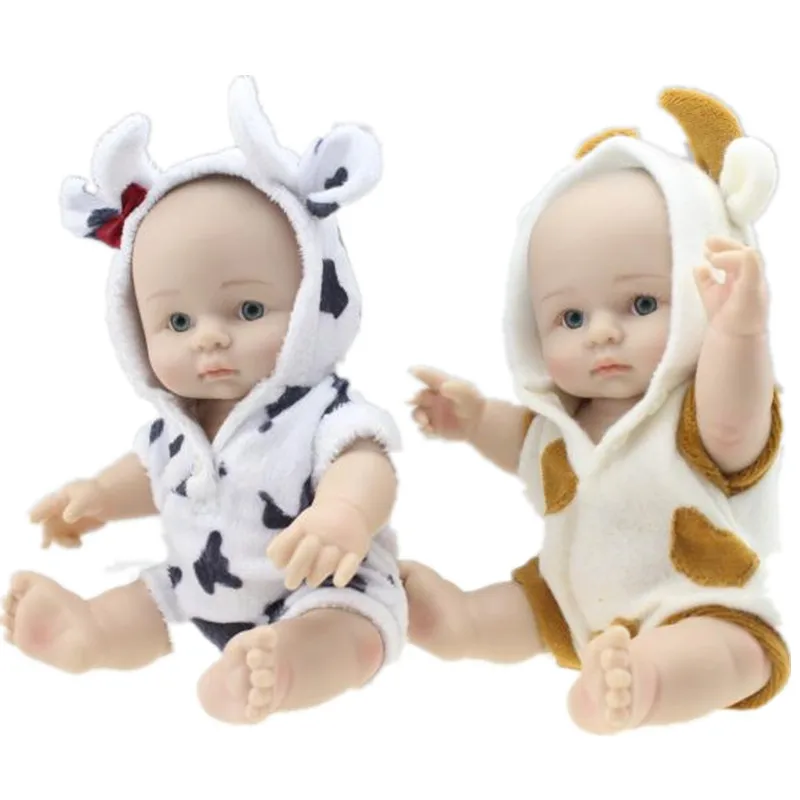 

10'' Full Body Soft Silicone Reborn Baby Doll Mini Doll Miniature Washable Bath Toys For Gift For Unisex Kid Brinquedos Juguetes