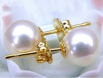 

TOP 8MM AAA+++ GRADE PERFECT ROUND WHITE PEARLS EARRING 14K/20 SOLID GOLD