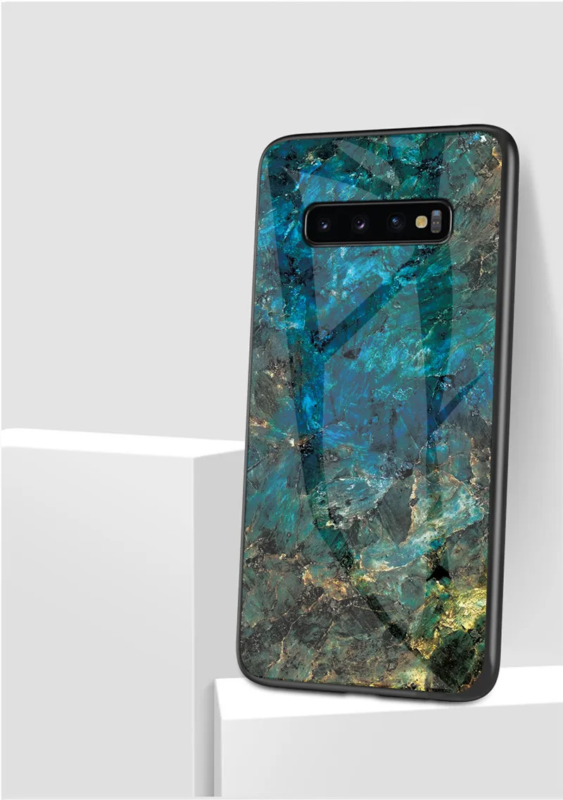 Закаленное Стекло чехол для Samsung Galaxy S10 плюс S10e A8S M10 M20 S9 S8 A9S A6S A750 J4 J6 Примечание 10 8 9 чехол Чехол под мрамор Funda