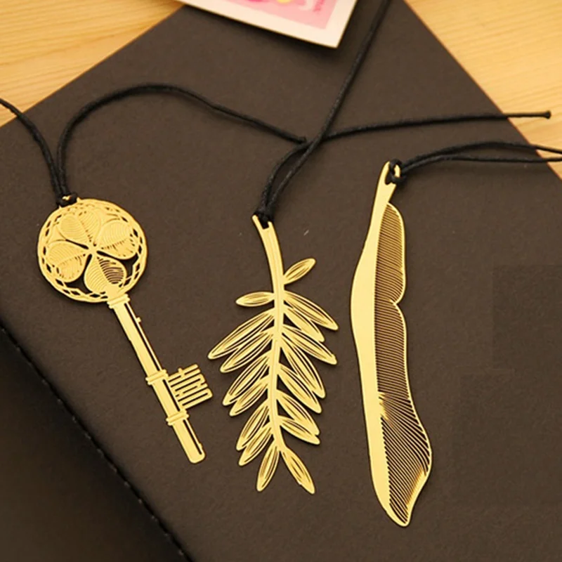 

6 pcs Golden palmtree metal bookmark Lucky key bookmarks Metal bookmark gift Stationery Office School supplies FC641