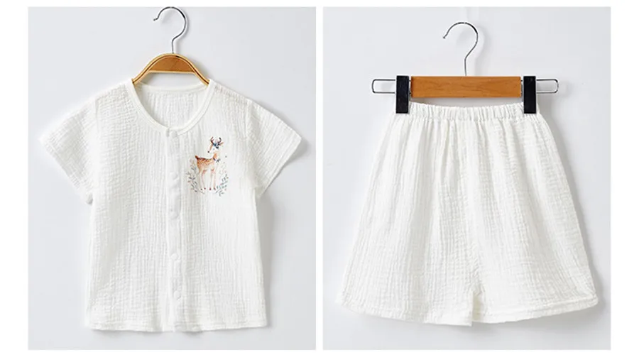 Летняя одежда для малышей, рубашка+ шорты, комплект из 2 предметов детские дышащие комплекты из мягкого хлопкового крепа однотонная муслиновая хлопковая одежда для малышей