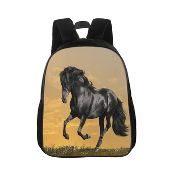 

CROWDALE 15 inches Cartoon Horse painting Backpack Canvas Backpack School Bag For Girls Rucksack Female Traveling Backpack