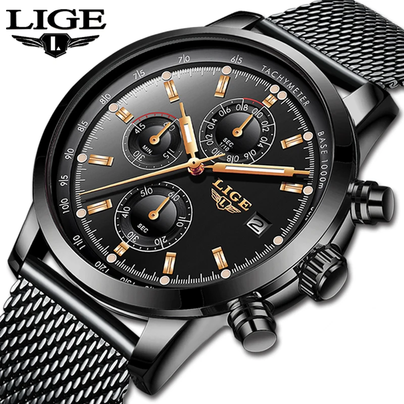 Reloj Hombre 2019 LIGE Официальный магазин Лидирующий бренд новые модные мужские водонепроницаемые часы наручные, кварцевые часы светящийся