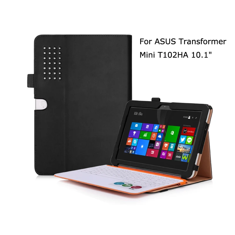 

Luxury Flip Stand PU Leather Keyboard Station Cover Business Card Slot Holder Case for ASUS Transformer Mini T102HA 10.1" Tablet