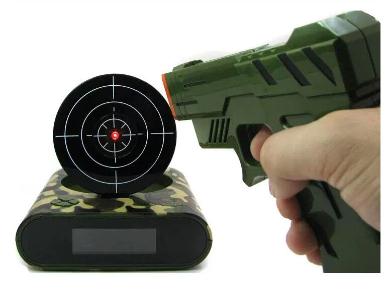 1 Set Gun Alarm Clock / Shoot Alarm Clock / Gun O'Clock / Lock N Load