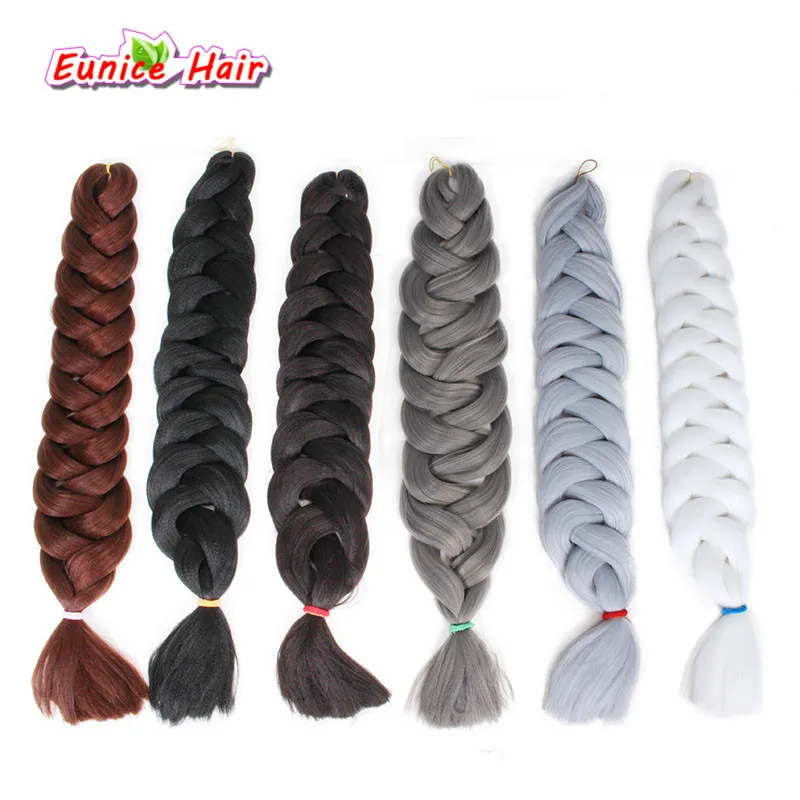 Cabelo Trança de Crochê Uma Peça 82 Polegada Cor Jumbo Trança de Cabelo Sintético Kanekalon 165 G/peça Puro Trança Extensões de Cabelo 7 extension crochet