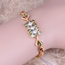 Отличительный Белый CZ Зеленый Перидот желтый покрытием длина 18 см = 7 дюймов звено браслет цепочка C0019