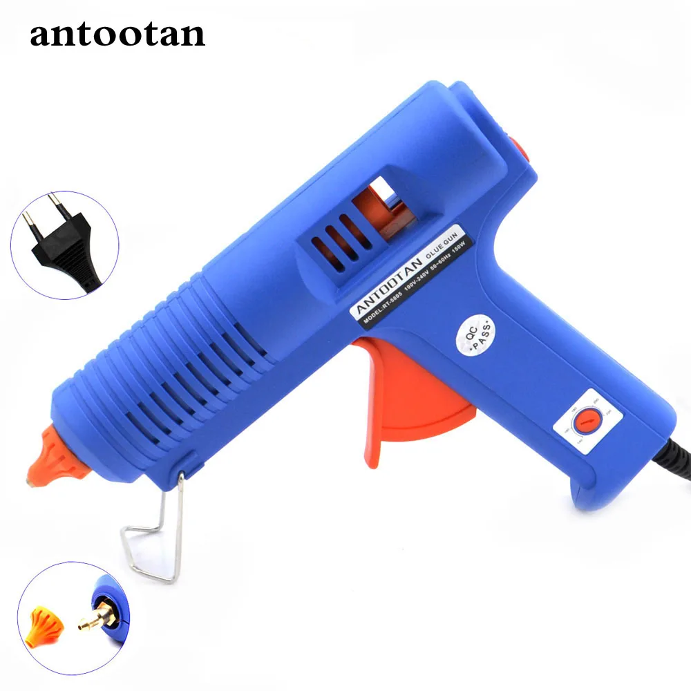 

150W EU Plug BULE Hot Melt Glue Gun with Temperature Tool Industrial Guns Thermo Gluegun Repair Free 1pc 11mm Stick