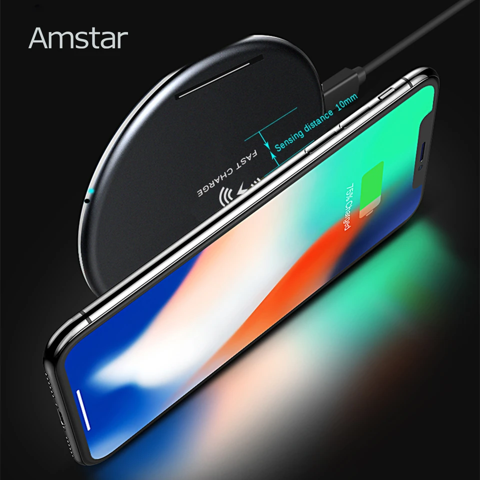 Беспроводное зарядное устройство Amstar 10 Вт для iPhone 11 Pro Max X XR XS съемный кронштейн