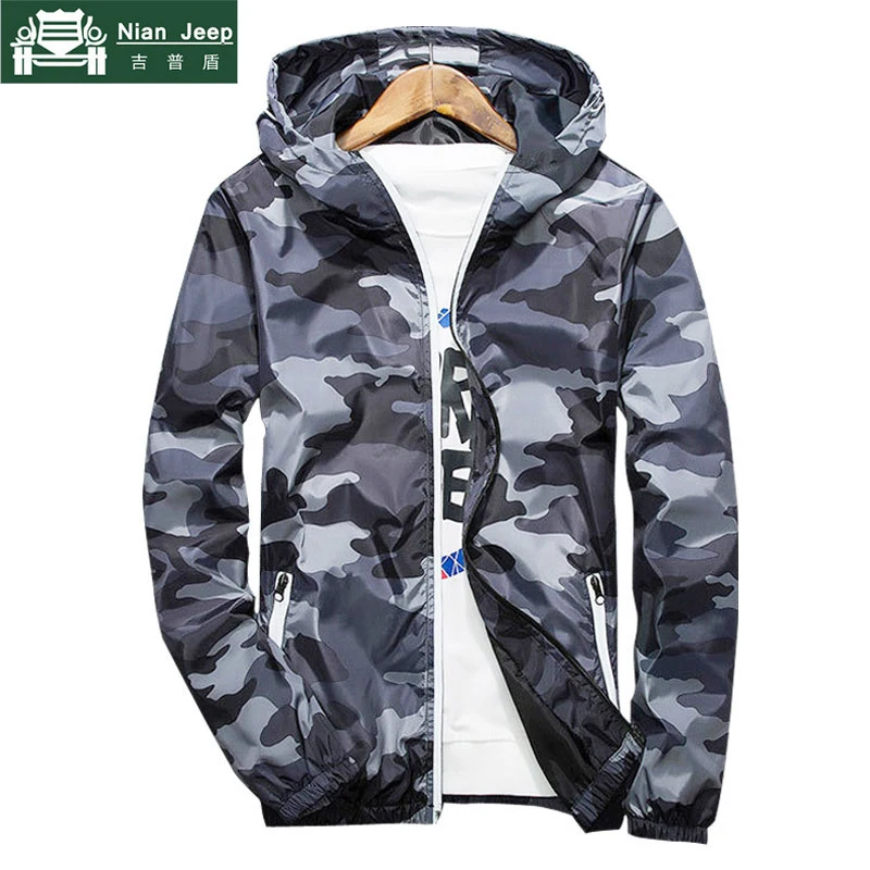 

Brand 2018 Autumn Hooded Jackets Men Thin Camouflage Military jacket Male Plus Size M-3XL Quick Dry Men Windbreaker Skin Jacket