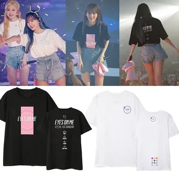 

kpop IZONE concert EYES ON ME same Black cotton T shirt Women/Men korean Summer Short Sleeve Casual tshirt Girl Harajuku clothes