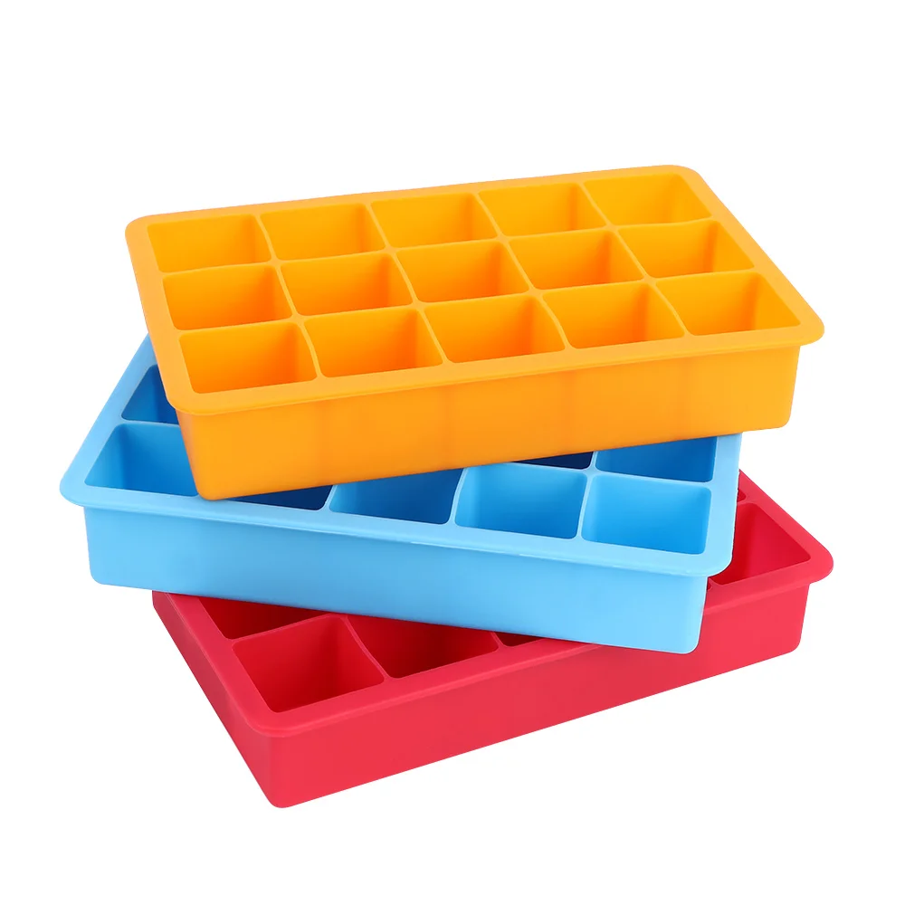 

15 Grids Silicone Square Shape Form Ice Cube Mold Tray Fruit Popsicle Ice Cream Maker for Wine Kitchen Bar Drinking Accessories
