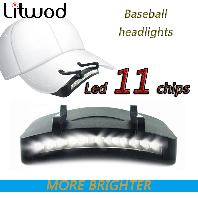 Goedkoop Litwod Z35 super Heldere 11 LEDs led cap light koplamp hoofd Zaklamp head Cap Hat Light Clip op licht Vissen hoofd lamp